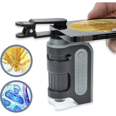 Microscope de Poche - Carson - MM-350 - LED - Zoom 60-120x - Clip Smartphone Noir - Publicité Microscope de Poche - Carson - MM-350 - LED - Zoom 60-120x - Clip Smartphone Noir - Publicité