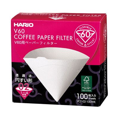 Hario V60-02 - Blanc - Filtre en papier - Publicité Hario V60-02 - Blanc - Filtre en papier - Publicité