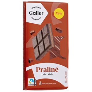 Tablette de chocolat au lait fourrée de pralines Galler Lait Praline, 180 g - Publicité Tablette de chocolat au lait fourrée de pralines Galler Lait Praline, 180 g - Publicité