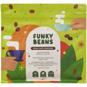 Grains de café de spécialité Funky Beans Peru Cafe Femenino Filter, 200 g - Publicité Grains de café de spécialité Funky Beans Peru Cafe Femenino Filter, 200 g - Publicité