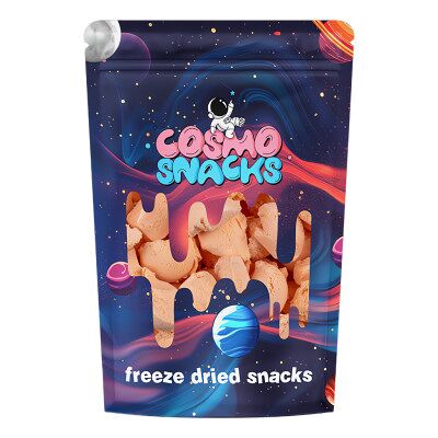 Cosmo Snacks glace à la fraise lyophilisée, 50 g - Publicité Cosmo Snacks glace à la fraise lyophilisée, 50 g - Publicité