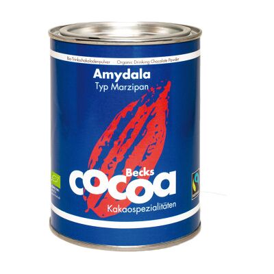 Boisson chocolatée bio en poudre Becks Cacao Amydala avec massepain, 250 g - Publicité Boisson chocolatée bio en poudre Becks Cacao Amydala avec massepain, 250 g - Publicité