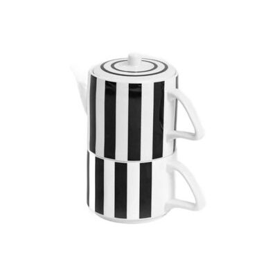 Théière avec tasse Homla BRETA Black Stripes, 300 ml - Publicité Théière avec tasse Homla BRETA Black Stripes, 300 ml - Publicité