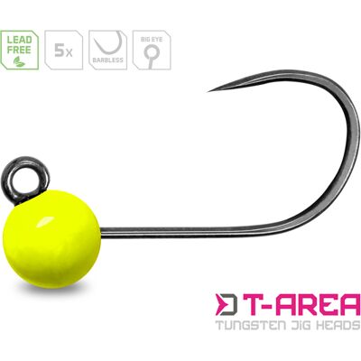 Tête plombée tungstène Delphin T-AREA BL / 5 pcs - fluo jaune 4mm/0,6g/#6 - Publicité Tête plombée tungstène Delphin T-AREA BL / 5 pcs - fluo jaune 4mm/0,6g/#6 - Publicité