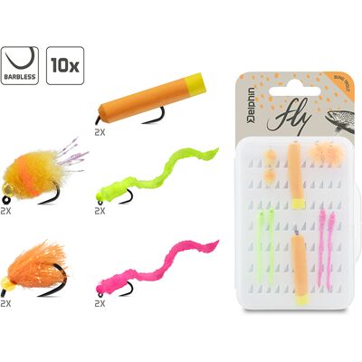Lot de mouches Delphin FLY / 10 pcs Bung trout Bung trout - Publicité Lot de mouches Delphin FLY / 10 pcs Bung trout Bung trout - Publicité