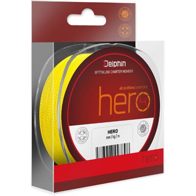Delphin HERO 4 - Ligne tressée fluo jaune - Publicité Delphin HERO 4 - Ligne tressée fluo jaune - Publicité