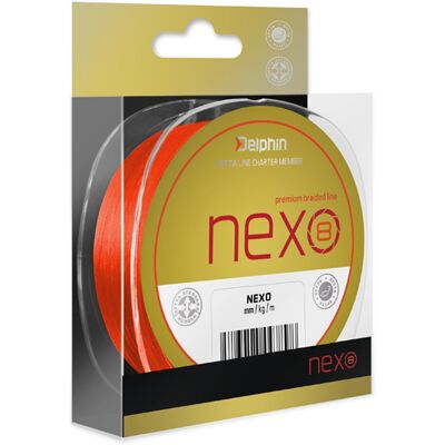Delphin - NEXO 8 - orange fluorescent - 0.25mm - Filaments tressés de pêche - Publicité Delphin - NEXO 8 - orange fluorescent - 0.25mm - Filaments tressés de pêche - Publicité