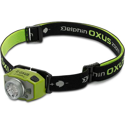 Lampe frontale Delphin OXUS Zoom Gray, Lime, Green 5W/300lm/1200mAh - Publicité Lampe frontale Delphin OXUS Zoom Gray, Lime, Green 5W/300lm/1200mAh - Publicité