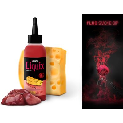 Delphin Fluo dip D SNAX LiquiX /100ml Fromage-foie Gold, Black, Gray Fromage-foie - Publicité Delphin Fluo dip D SNAX LiquiX /100ml Fromage-foie Gold, Black, Gray Fromage-foie - Publicité