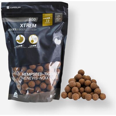CAPERLAN Bouillettes pêche de la carpe XTREM 900 20mm 1kg Chènevis - Noix tigrées - Publicité CAPERLAN Bouillettes pêche de la carpe XTREM 900 20mm 1kg Chènevis - Noix tigrées - Publicité