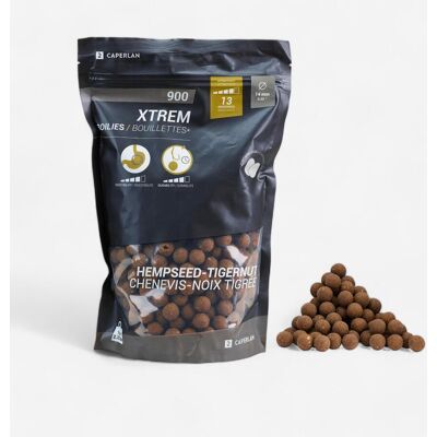 CAPERLAN Bouillettes pêche de la carpe XTREM 900 14mm 1kg Chènevis - Noix tigrées - Publicité CAPERLAN Bouillettes pêche de la carpe XTREM 900 14mm 1kg Chènevis - Noix tigrées - Publicité
