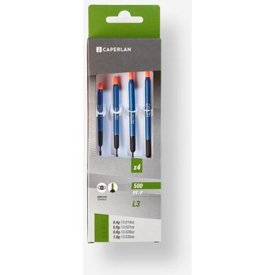 CAPERLAN LOT DE 4 FLOTTEURS L3 POUR LA PECHE AU COUP EN ETANG PF-F500 0,4g/0,6g/0,8g/1g - Publicité CAPERLAN LOT DE 4 FLOTTEURS L3 POUR LA PECHE AU COUP EN ETANG PF-F500 0,4g/0,6g/0,8g/1g - Publicité