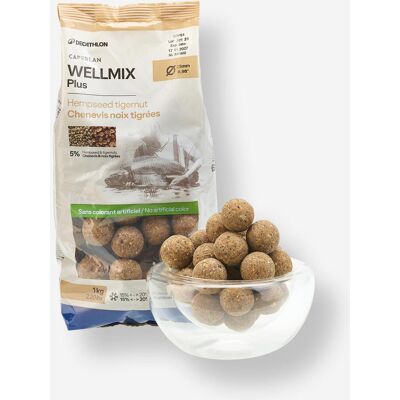 CAPERLAN Bouillettes pêche de la carpe Wellmix Plus 25mm 1kg Chènevis - Noix tigrées - Publicité CAPERLAN Bouillettes pêche de la carpe Wellmix Plus 25mm 1kg Chènevis - Noix tigrées - Publicité