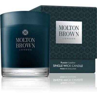 Molton Brown - Russian Leather - Bougie à mèche unique - 180g - Publicité Molton Brown - Russian Leather - Bougie à mèche unique - 180g - Publicité