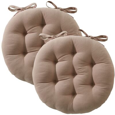 Becquet Lot de 2 Galettes de chaise SEIZO capitonnée ronde - marron taupe 40 x 40 cm unisex - Publicité Becquet Lot de 2 Galettes de chaise SEIZO capitonnée ronde - marron taupe 40 x 40 cm unisex - Publicité