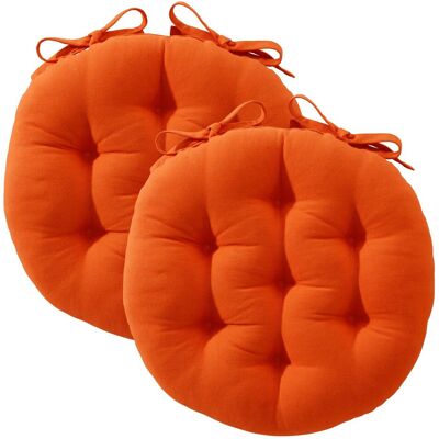 Becquet Lot de 2 Galettes de chaise SEIZO capitonnée ronde - orange potiron 40 x 40 cm unisex - Publicité Becquet Lot de 2 Galettes de chaise SEIZO capitonnée ronde - orange potiron 40 x 40 cm unisex - Publicité
