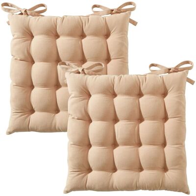 Becquet Lot de 2 Galettes de chaise SEIZA capitonnée carrée - beige 40 x 40 cm unisex - Publicité Becquet Lot de 2 Galettes de chaise SEIZA capitonnée carrée - beige 40 x 40 cm unisex - Publicité