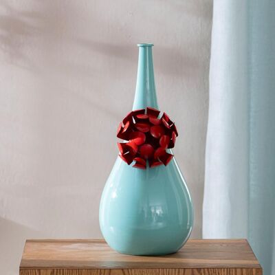 Becquet Vase métal fleur 3D DAYA bleu aqua fleur rouge Taille unique unisex - Publicité Becquet Vase métal fleur 3D DAYA bleu aqua fleur rouge Taille unique unisex - Publicité
