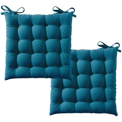 Becquet Lot de 2 Galettes de chaise SEIZA capitonnée carré bleu canard 40 x 40 cm unisex - Publicité Becquet Lot de 2 Galettes de chaise SEIZA capitonnée carré bleu canard 40 x 40 cm unisex - Publicité