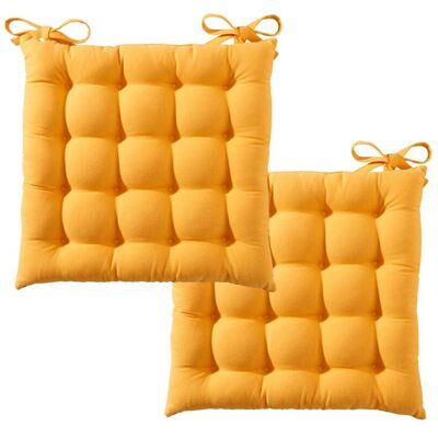 Becquet Lot de 2 Galettes de chaise SEIZA capitonnée carrée-jaune 40 x 40 cm unisex - Publicité Becquet Lot de 2 Galettes de chaise SEIZA capitonnée carrée-jaune 40 x 40 cm unisex - Publicité