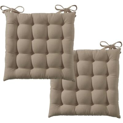 Becquet Lot de 2 Galettes de chaise SEIZA capitonnée carrée - marron taupe 40 x 40 cm unisex - Publicité Becquet Lot de 2 Galettes de chaise SEIZA capitonnée carrée - marron taupe 40 x 40 cm unisex - Publicité