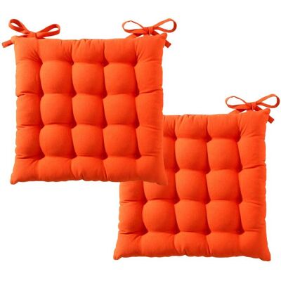 Becquet Lot de 2 Galettes de chaise SEIZA capitonnée carrée-orange potiron 40 x 40 cm unisex - Publicité Becquet Lot de 2 Galettes de chaise SEIZA capitonnée carrée-orange potiron 40 x 40 cm unisex - Publicité