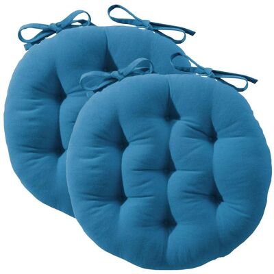 Becquet Lot de 2 Galettes de chaise SEIZO capitonnée ronde - bleu canard 40 x 40 cm unisex - Publicité Becquet Lot de 2 Galettes de chaise SEIZO capitonnée ronde - bleu canard 40 x 40 cm unisex - Publicité