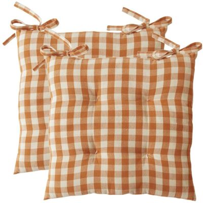 Becquet Lot de 2 Galettes de chaise VICHY - Orange 40 x 40 cm unisex - Publicité Becquet Lot de 2 Galettes de chaise VICHY - Orange 40 x 40 cm unisex - Publicité