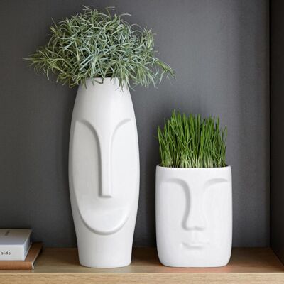Becquet Grand vase FACES blanc en cémarique unisex - Publicité Becquet Grand vase FACES blanc en cémarique unisex - Publicité