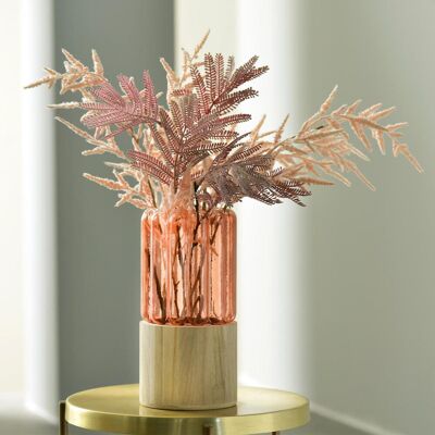 Becquet JACROSE VASE VERRE ET BOIS ROSE SAUMON unisex - Publicité Becquet JACROSE VASE VERRE ET BOIS ROSE SAUMON unisex - Publicité