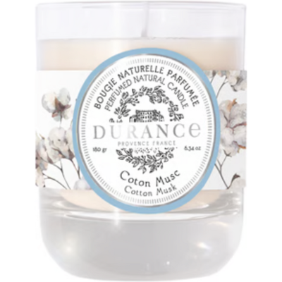 Durance - Coton Musc - 40h - 180g - Bougie parfumée - Publicité Durance - Coton Musc - 40h - 180g - Bougie parfumée - Publicité