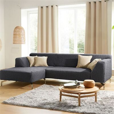 Becquet Housse bi-extensibles pour fauteuil et canapé ROC H gris foncé angle gauche unisex - Publicité Becquet Housse bi-extensibles pour fauteuil et canapé ROC H gris foncé angle gauche unisex - Publicité