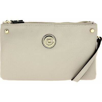 Ted Lapidus Maroquinerie Pochette Gaëtane Cuir - Bandoulière Amovible Mastic gris female - Publicité Ted Lapidus Maroquinerie Pochette Gaëtane Cuir - Bandoulière Amovible Mastic gris female - Publicité