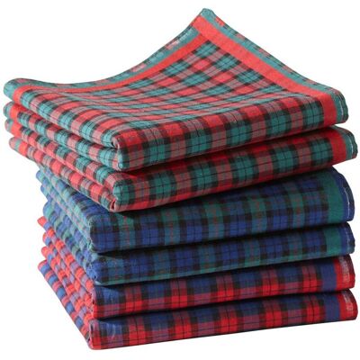 Becquet Lot de 6 mouchoirs tissu à carreaux écossais EVALYA 29 unisex - Publicité Becquet Lot de 6 mouchoirs tissu à carreaux écossais EVALYA 29 unisex - Publicité