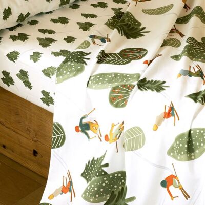 Becquet Drap plat motif sports d'hiver vert DR. ENNEIGES 270 x 300 cm unisex - Publicité Becquet Drap plat motif sports d'hiver vert DR. ENNEIGES 270 x 300 cm unisex - Publicité