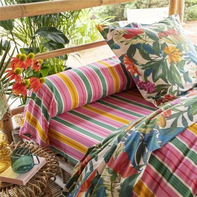 Becquet Drap plat fleurs et fruits exotiques BRESIL 240 x 300 cm unisex - Publicité Becquet Drap plat fleurs et fruits exotiques BRESIL 240 x 300 cm unisex - Publicité