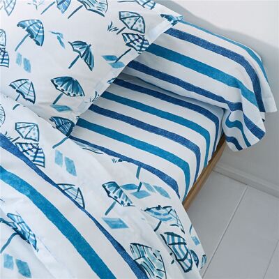 Becquet Drap plat coton PARASOL - bleu 180 x 290 cm unisex - Publicité Becquet Drap plat coton PARASOL - bleu 180 x 290 cm unisex - Publicité
