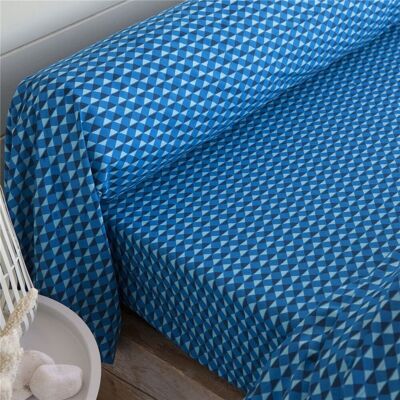 Becquet Drap plat en coton bleu électrique à micro-motif géométrique - POISSONS 270 x 310 cm unisex - Publicité Becquet Drap plat en coton bleu électrique à micro-motif géométrique - POISSONS 270 x 310 cm unisex - Publicité