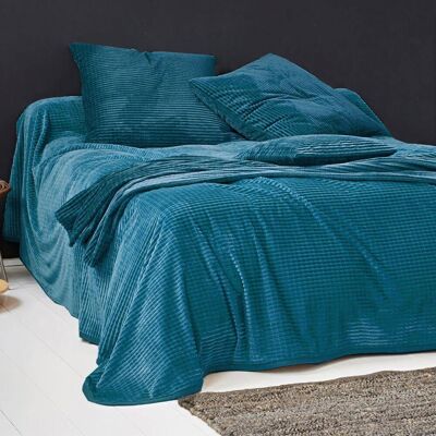 Becquet Plaid tufté effet velours bleu canard - DOLCE 150 x 150 cm unisex - Publicité Becquet Plaid tufté effet velours bleu canard - DOLCE 150 x 150 cm unisex - Publicité