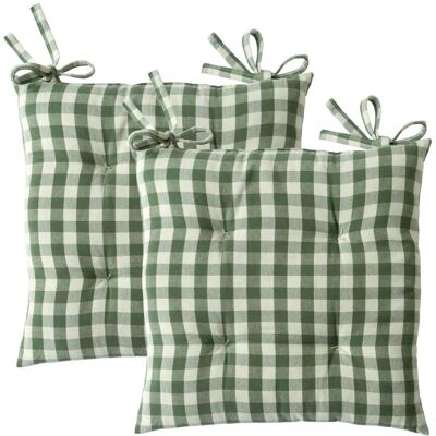 Becquet Lot de 2 Galettes de chaise VICHY vert foncé 40 x 40 cm unisex - Publicité Becquet Lot de 2 Galettes de chaise VICHY vert foncé 40 x 40 cm unisex - Publicité