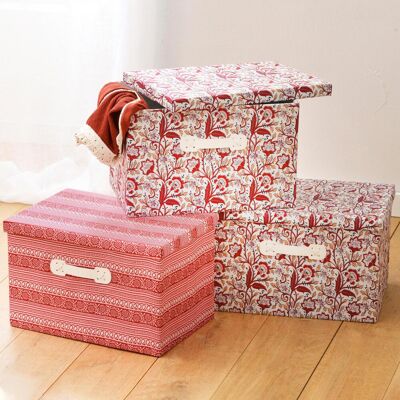 Becquet 3 Boîtes de rangements en Carton et en Textile SUZY Rouge unisex - Publicité Becquet 3 Boîtes de rangements en Carton et en Textile SUZY Rouge unisex - Publicité