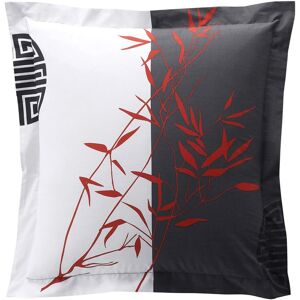 Becquet Taie d'oreiller ou traversin motifs zen bambous et idéogrammes - Noir 50 x 70 cm avec volant unisex - Publicité Becquet Taie d'oreiller ou traversin motifs zen bambous et idéogrammes - Noir 50 x 70 cm avec volant unisex - Publicité