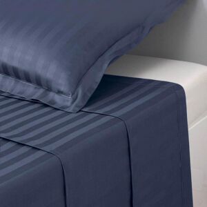 3S. x Tertio (Nos Unis) Drap plat satin de coton rayé TERTIO® - Bleu - Indigo 180 x 290 cm unisex - Publicité 3S. x Tertio (Nos Unis) Drap plat satin de coton rayé TERTIO® - Bleu - Indigo 180 x 290 cm unisex - Publicité