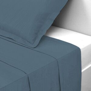 3S. x Tertio (Nos Unis) Drap plat gaze de coton TERTIO® - Bleu - Orage 180 x 290 cm unisex - Publicité 3S. x Tertio (Nos Unis) Drap plat gaze de coton TERTIO® - Bleu - Orage 180 x 290 cm unisex - Publicité