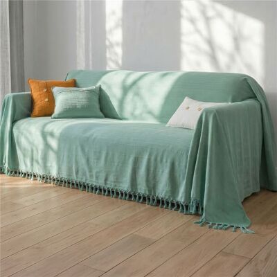 Becquet Jeté de canapé en coton ORION - vert céladon 270 x 245 cm unisex - Publicité Becquet Jeté de canapé en coton ORION - vert céladon 270 x 245 cm unisex - Publicité