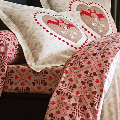 Becquet Drap-housse flanelle beige rosé à motif géométrique rouge bordeaux - SAUT DE BICHES 160 x 200 cm unisex - Publicité Becquet Drap-housse flanelle beige rosé à motif géométrique rouge bordeaux - SAUT DE BICHES 160 x 200 cm unisex - Publicité