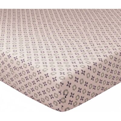 Becquet Drap housse coton rose poudré à micro-motifs prune et taupe - CHATS 90 x 190 cm unisex - Publicité Becquet Drap housse coton rose poudré à micro-motifs prune et taupe - CHATS 90 x 190 cm unisex - Publicité