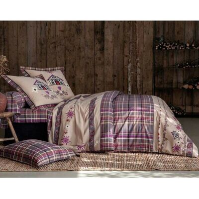 Taie d'oreiller ou traversin chalet flocons carreaux Becquet - Rose 85 x 185 cm unisex - Publicité Taie d'oreiller ou traversin chalet flocons carreaux Becquet - Rose 85 x 185 cm unisex - Publicité