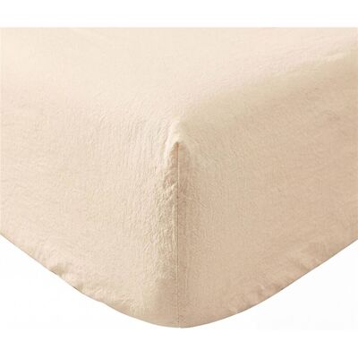 Becquet Drap housse en coton beige uni gaufré - SAHA 140 x 190 cm unisex - Publicité Becquet Drap housse en coton beige uni gaufré - SAHA 140 x 190 cm unisex - Publicité