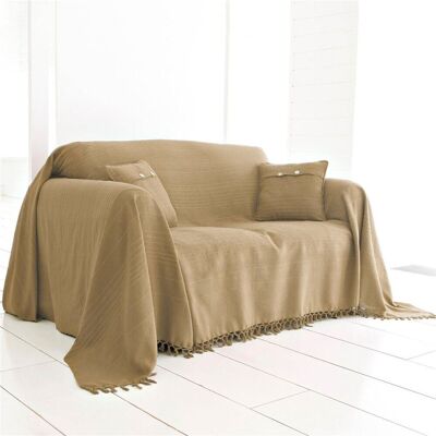Becquet Plaid ou jeté de canapé uni en coton ORION- beige Ficelle 250 x 270 cm unisex - Publicité Becquet Plaid ou jeté de canapé uni en coton ORION- beige Ficelle 250 x 270 cm unisex - Publicité